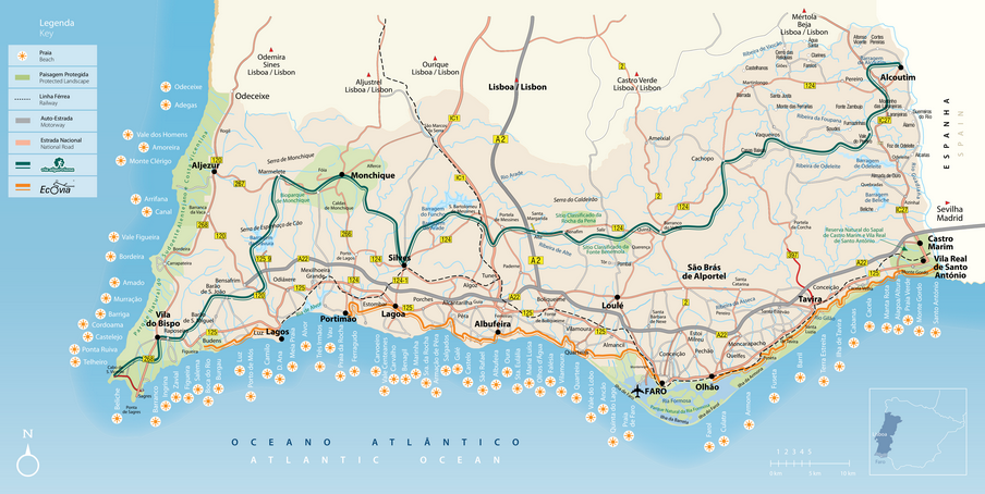 Landkarte Algarve
